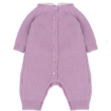 Coconnè Tutina Glicine con Fiocchi e Colletto a Contrasto per Neonate