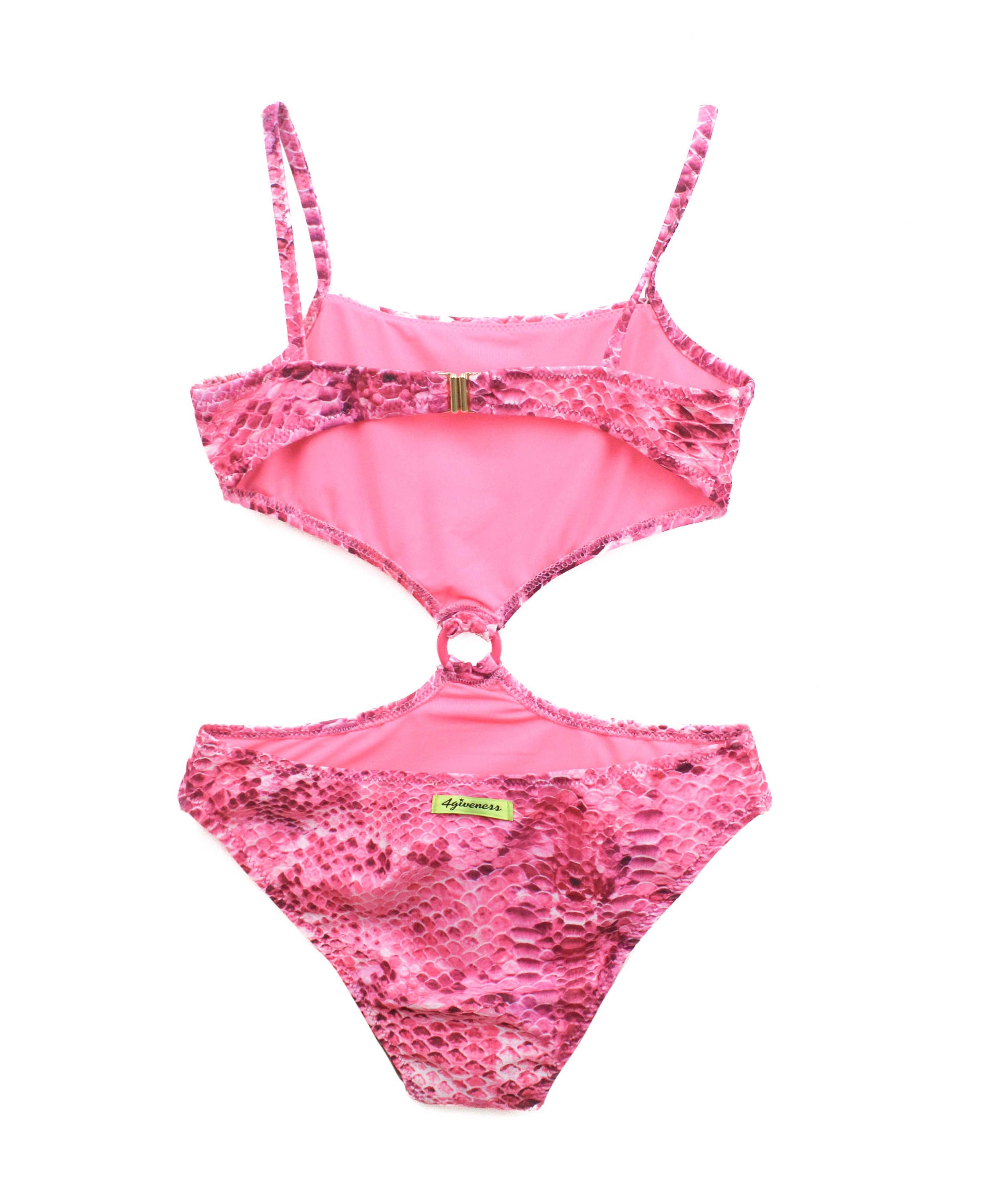 4GIVENESS Costume Monokini Fantasia Rainbow Boa Fucsia per Bambine (retro)