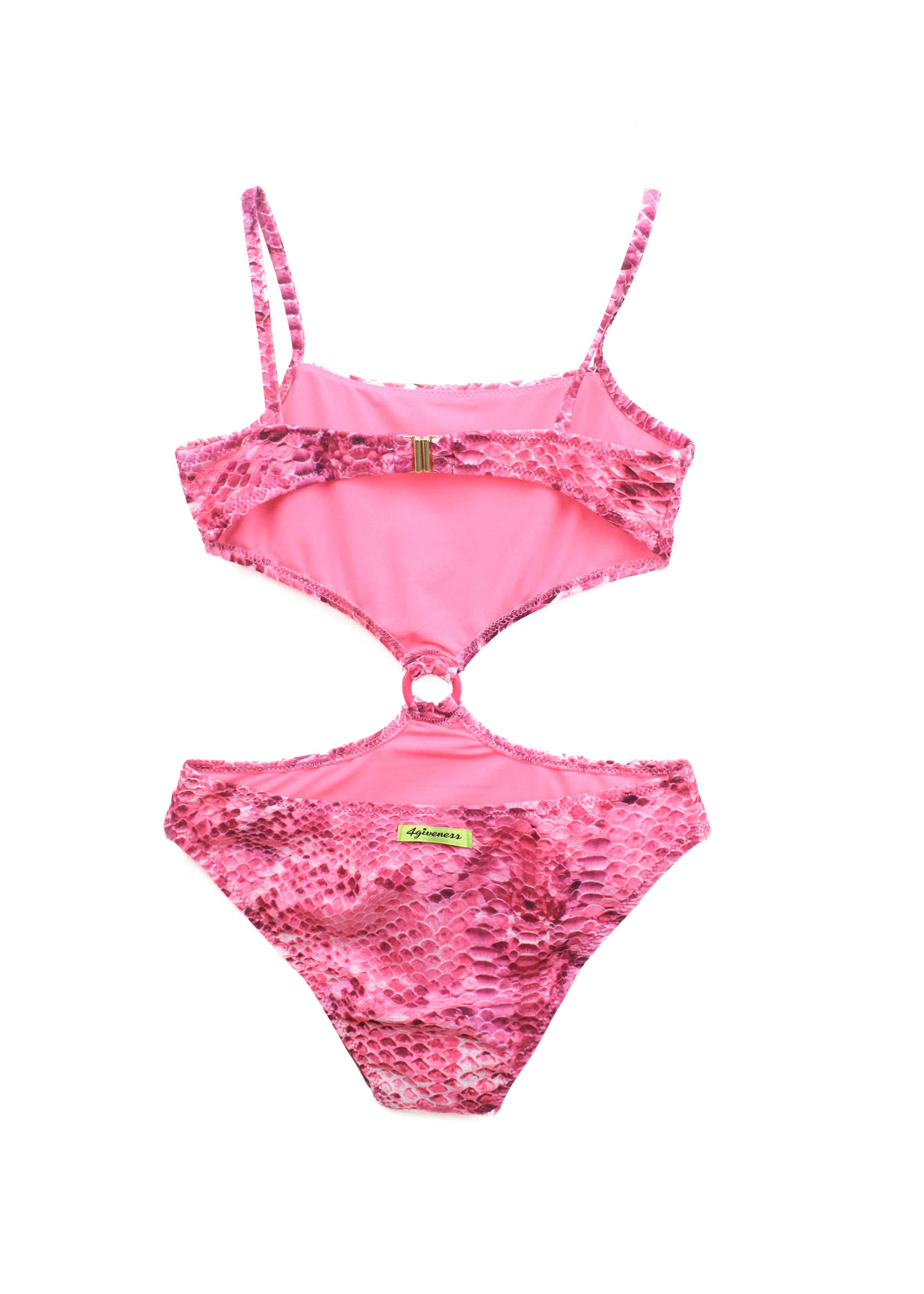 4GIVENESS Costume Monokini Fantasia Rainbow Boa Fucsia per Bambine (retro)