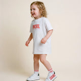 Diesel Kids White Printed Logo Dress for Baby Girls