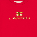 Elisabetta Franchi La Mia Bambina T-Shirt Rosso con Logo Oro per Bambine
