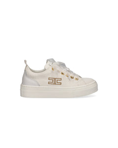 Elisabetta Franchi La Mia Bambina Sneakers Bianca/Oro in Tela per Bambine