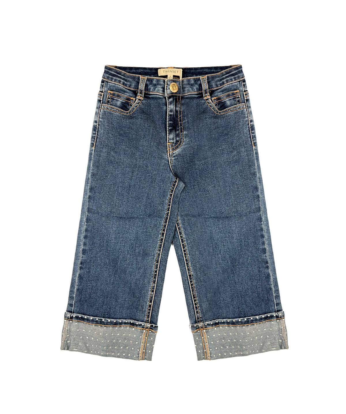 Twinset Kids Denim Jeans Blu con Risvolto per Bambine