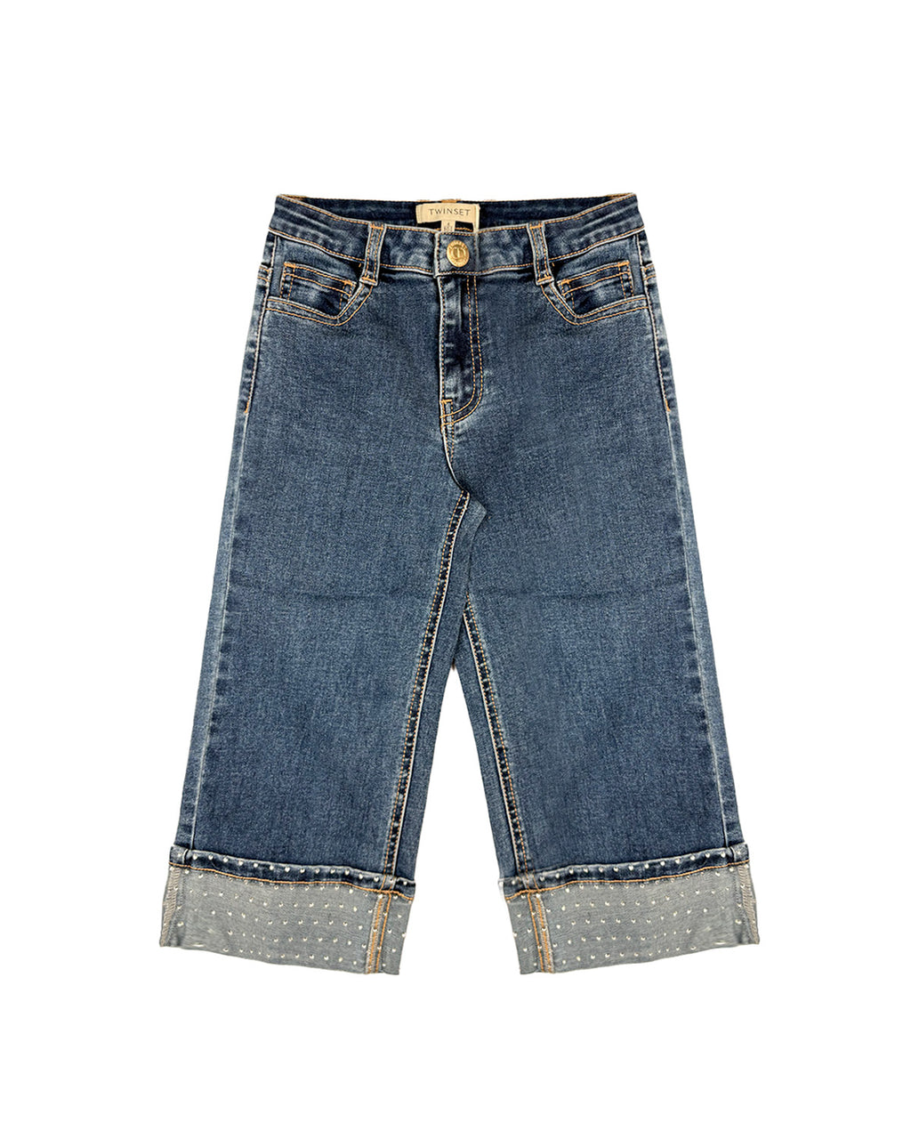 Twinset Kids Denim Jeans Blu con Risvolto per Bambine