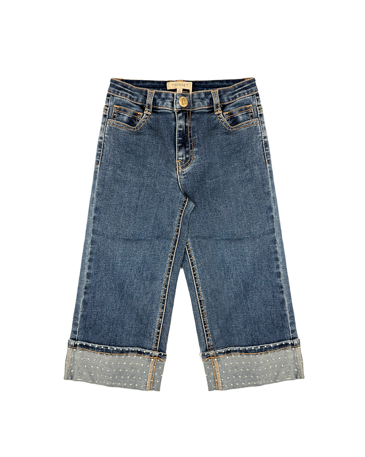 Twinset Kids Denim Jeans Blu con Risvolto per Bambine