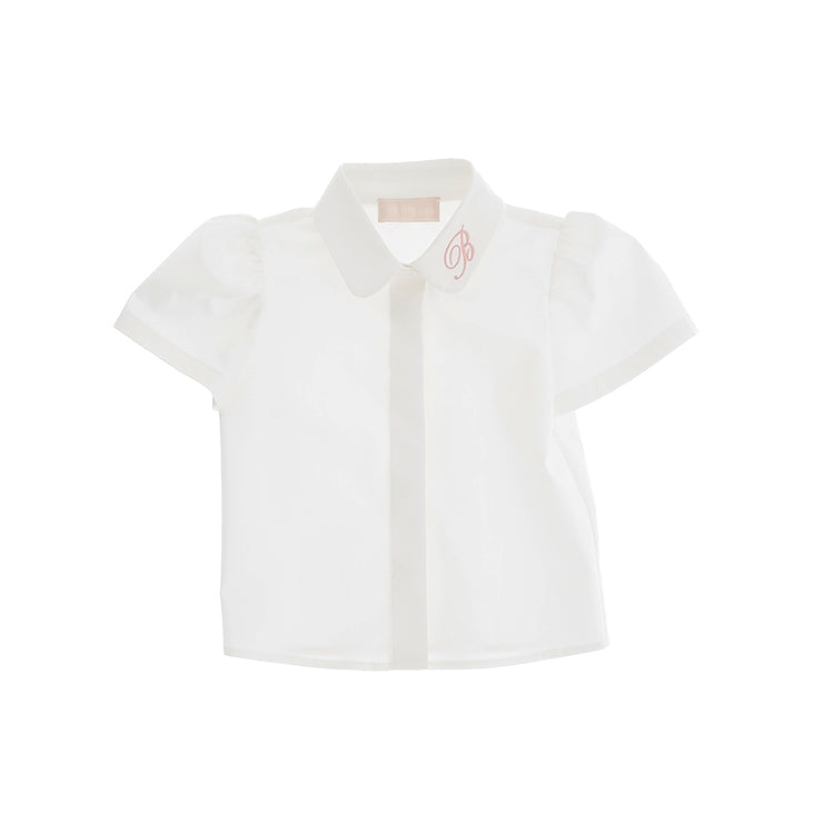 Blumarine Kids Camicia Bianca con Dettaglio Logo per Neonate