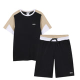 Boss Kids T-Shirt e Bermuda Nero/Beige/Bianco per Bambini