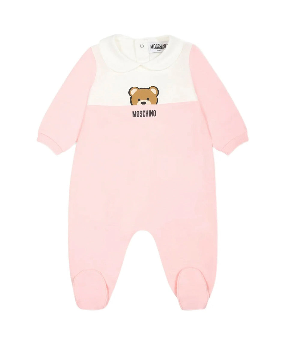 Moschino Kids Tutina Rosa con Stampa per Neonate