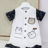 Minibanda Pagliaccetto Bianco/Blu con Stampa per Neonati