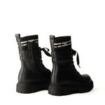 Elisabetta Franchi La Mia Bambina Stivali Tronchetto Neri con Dettaglio Logo a Contrasto per Bambine