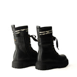 Elisabetta Franchi La Mia Bambina Stivali Tronchetto Neri con Dettaglio Logo a Contrasto per Bambine