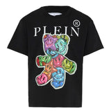 Philipp Plein Kids T-Shirt Nero con Stampa Multicolor per Bambine