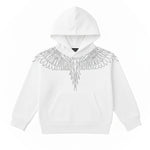 Marcelo Burlon County Of Milan Kids Felpa Bianca con Cappuccio e Strass a Contrasto per Bambine