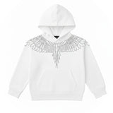 Marcelo Burlon County Of Milan Kids Felpa Bianca con Cappuccio e Strass a Contrasto per Bambine
