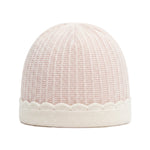 Marlù Cappellino Bianco/Rosa Cipria con Ricami Fiori per Neonate