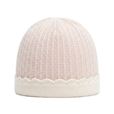 Marlù Cappellino Bianco/Rosa Cipria con Ricami Fiori per Neonate