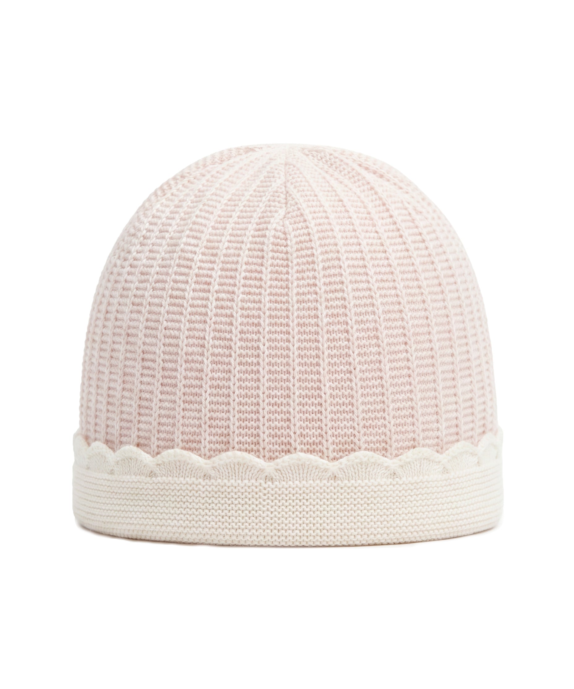 Marlù Cappellino Bianco/Rosa Cipria con Ricami Fiori per Neonate