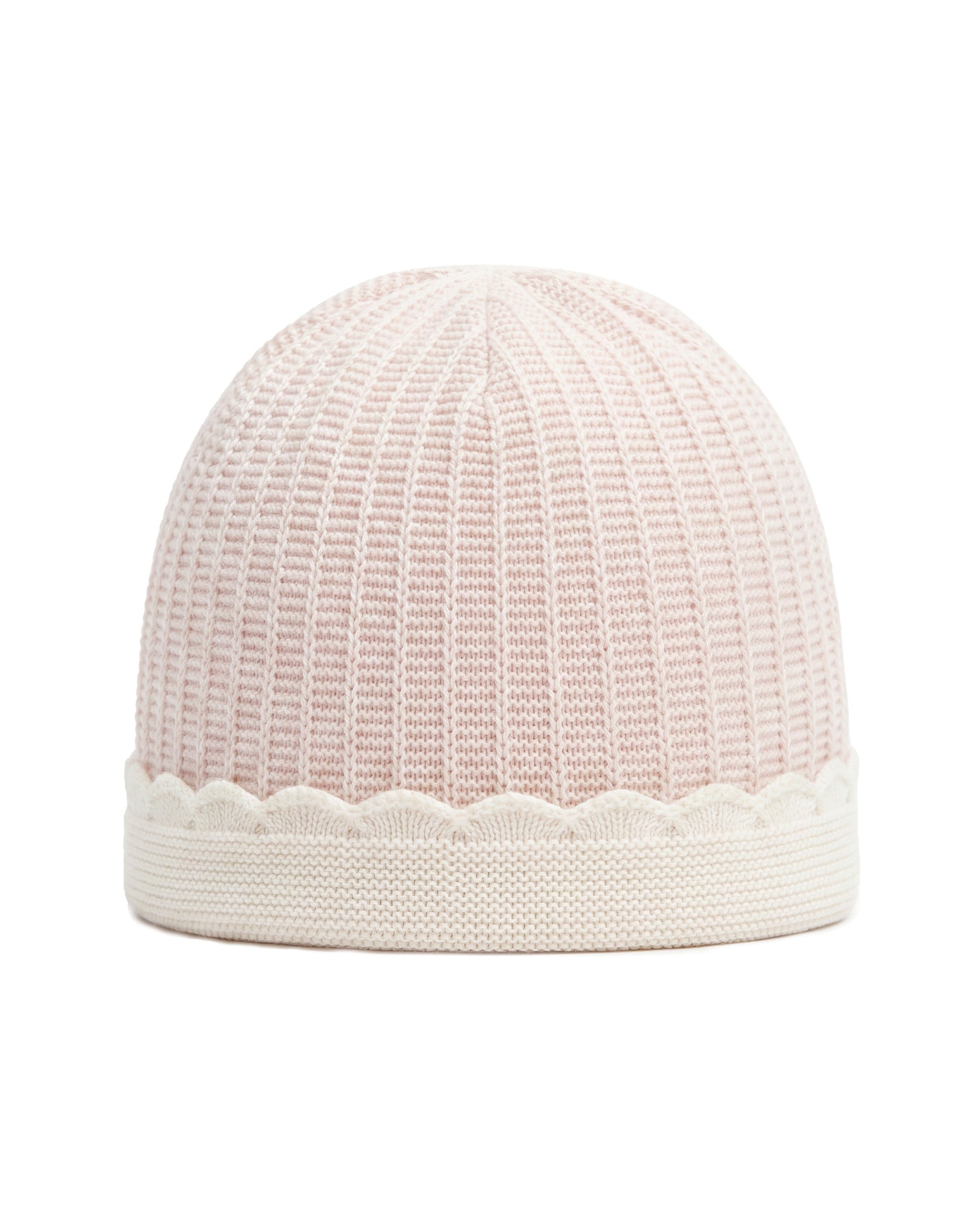 Marlù Cappellino Bianco/Rosa Cipria con Ricami Fiori per Neonate