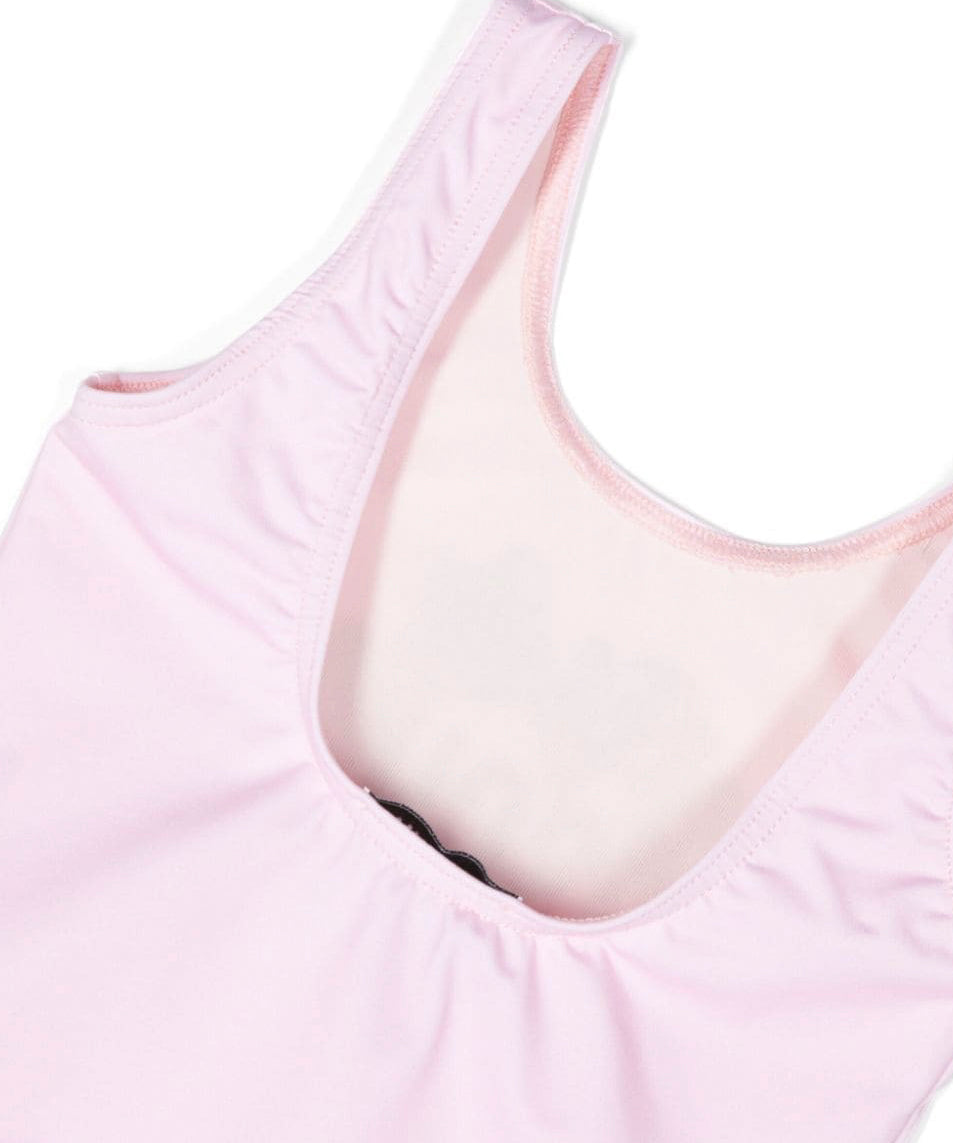 Moschino Kids Costume Monokini Rosa con Logo Teddy Bear per Neonate (dettaglio)