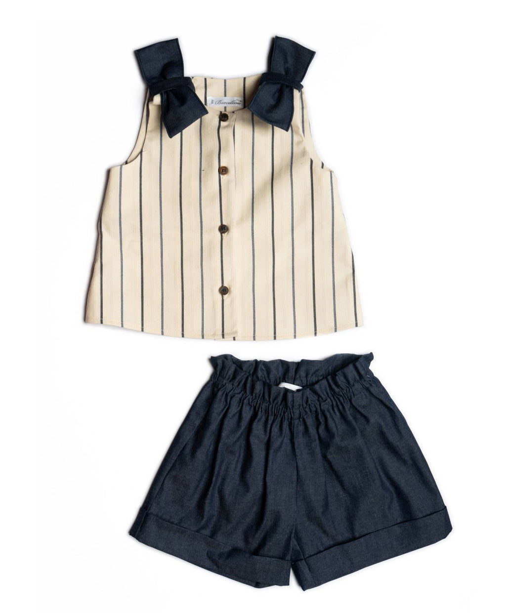 Barcellino Kids Completo Blu e Panna a Righe per Neonate