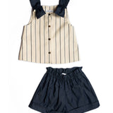 Barcellino Kids Completo Blu e Panna a Righe per Neonate