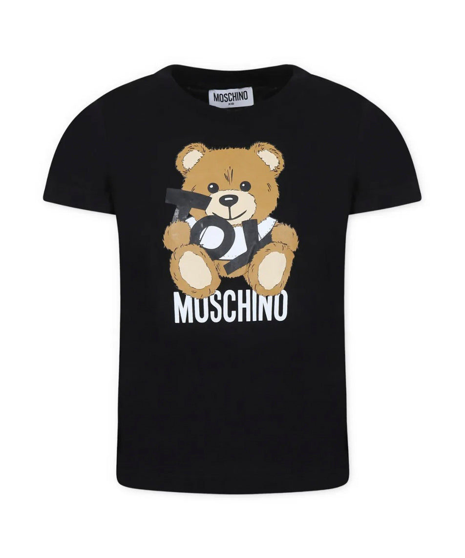 Moschino Kids T-shirt Nera con Stampa Toy per Bambini