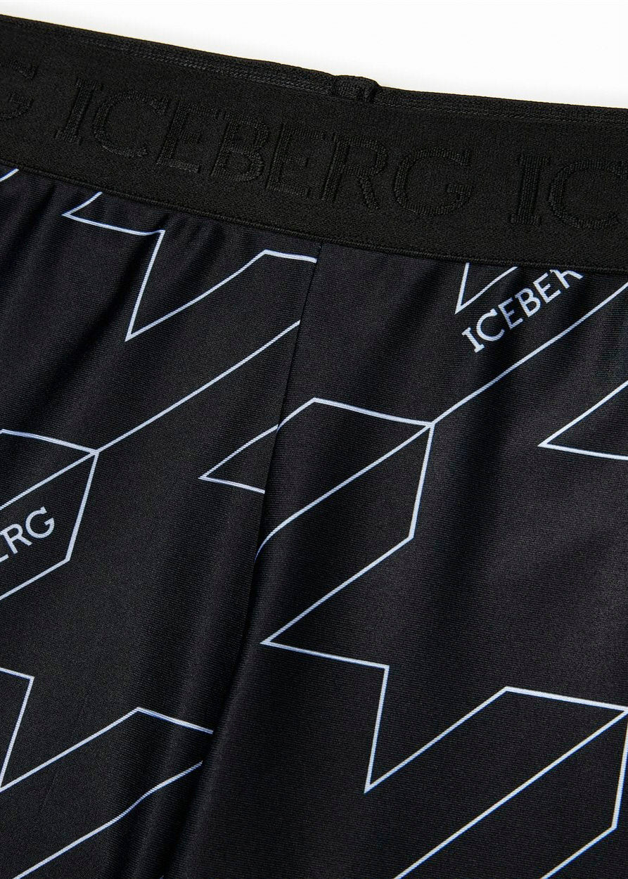 Iceberg Kids Leggings Neri con Macro Pied-de Poule per Bambine (dettaglio)