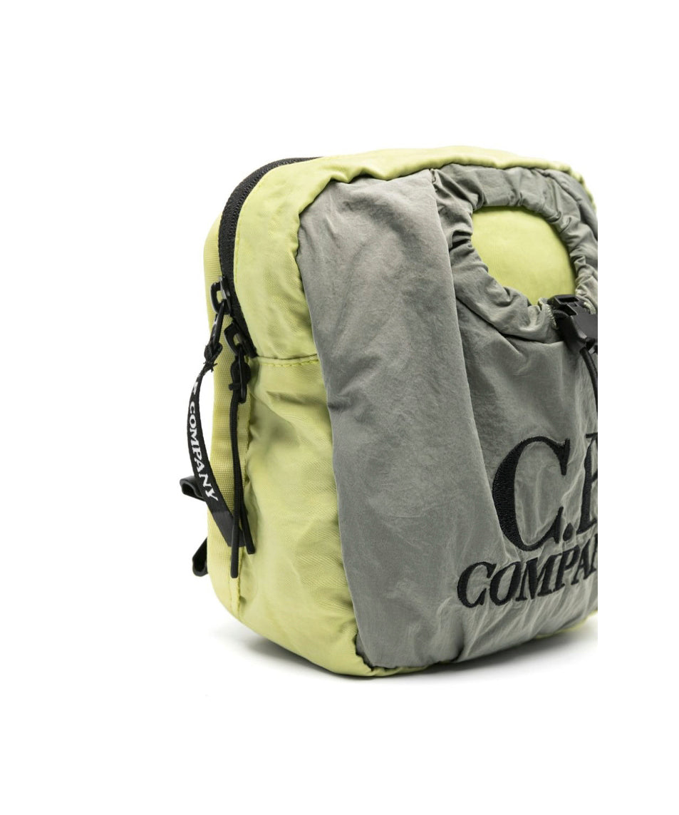 C.P. Company Kids Borsa a Spalla Verde con Ricamo per Bambini(LATO)