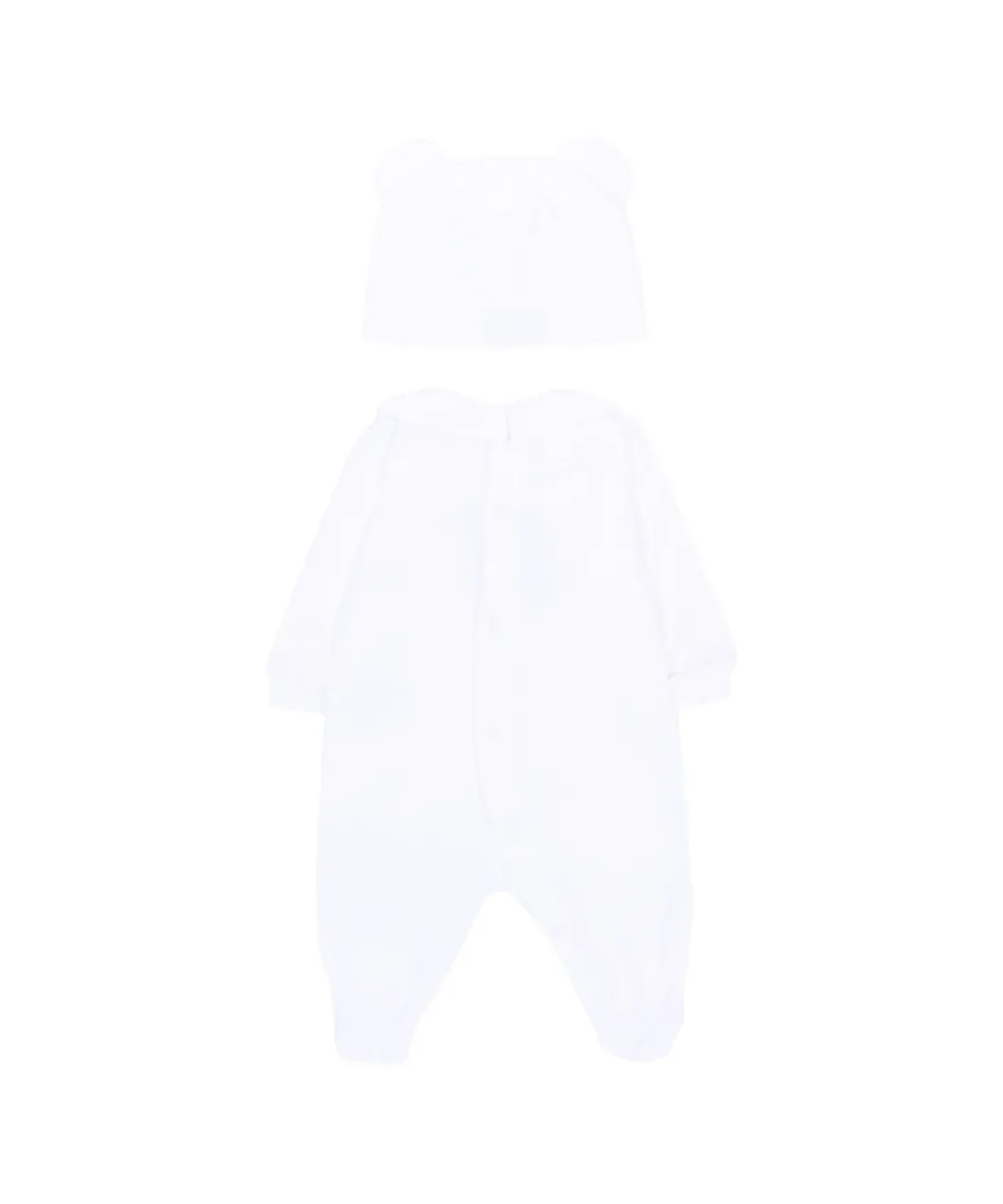 Moschino Kids Set 2pz. Tutina e Cappellino Bianco con Stampa Logo Teddy per Neonati