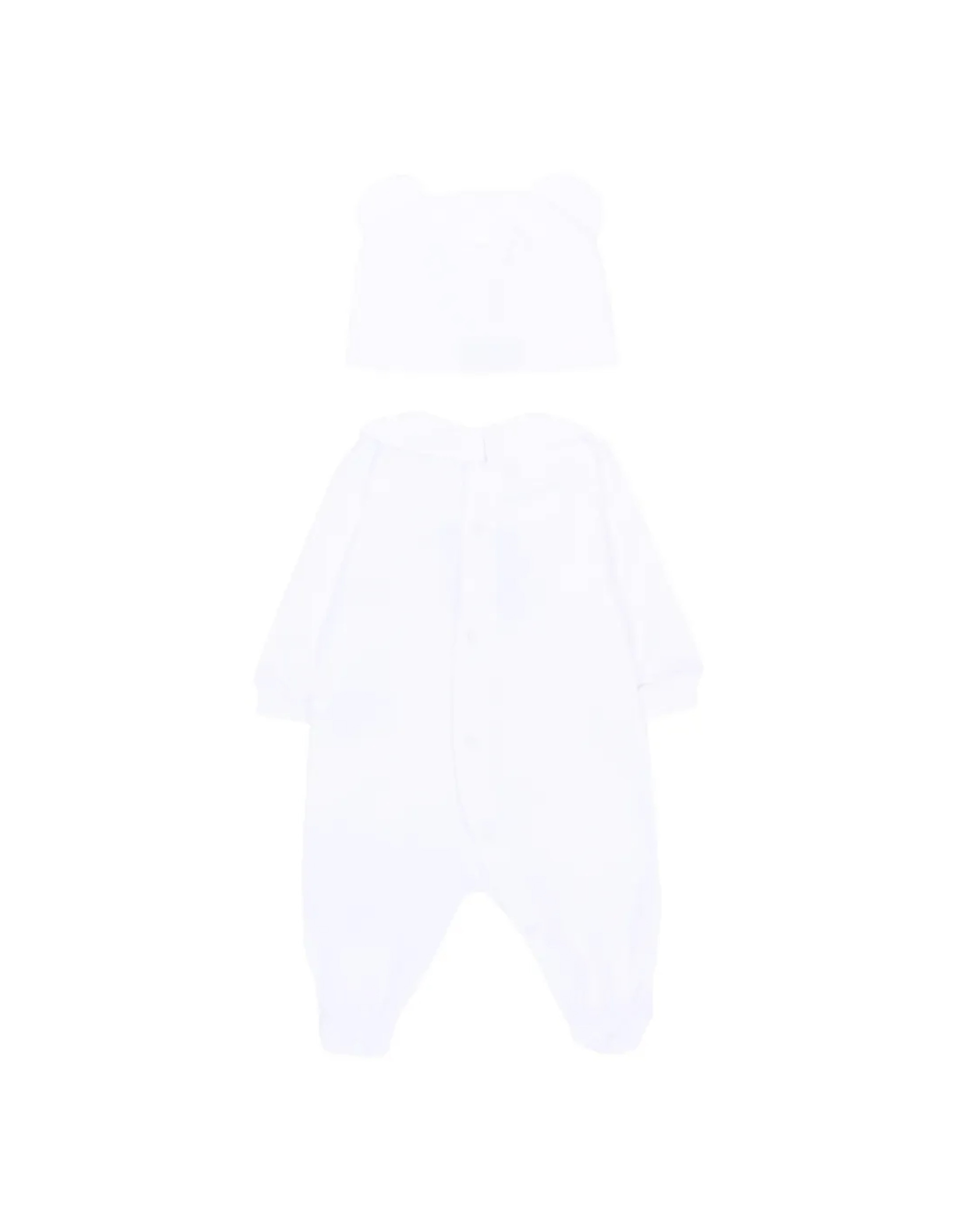 Moschino Kids Set 2pz. Tutina e Cappellino Bianco con Stampa Logo Teddy per Neonati