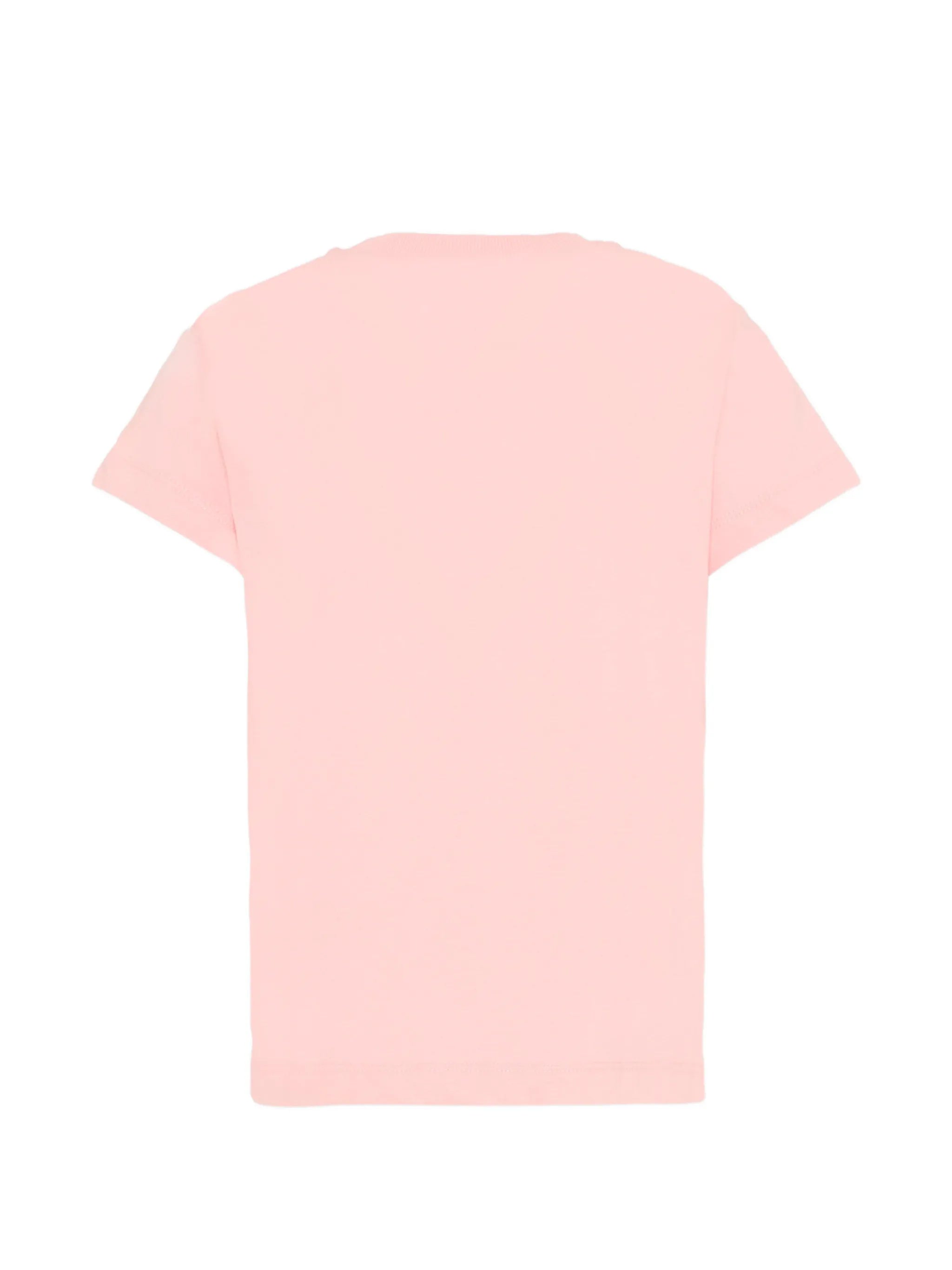 Moschino Kids T-Shirt Rosa con Piccolo Logo Teddy Bear per Bambine