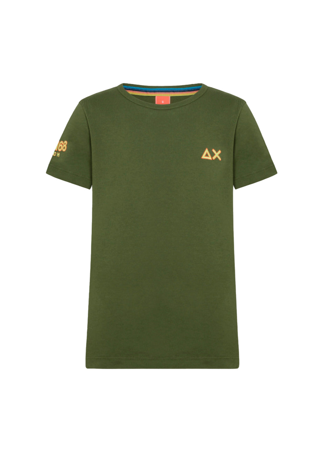 Sun68 Kids T-shirt Verde Scuro con Logo per Bambini (fronte)