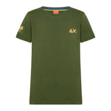 Sun68 Kids T-shirt Verde Scuro con Logo per Bambini (fronte)