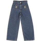 Elisabetta Franchi La Mia Bambina Pantalone in Denim con Tasche Ricamate per Bambine