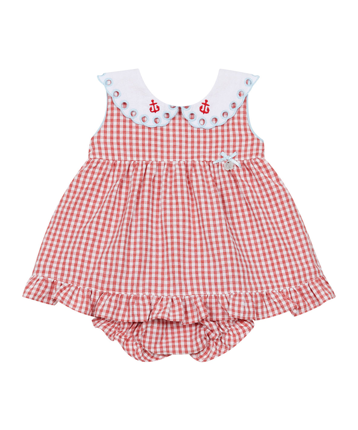 Deolinda Kids Abito + Mutandina Fantasia Quadretti Rossi per Neonate