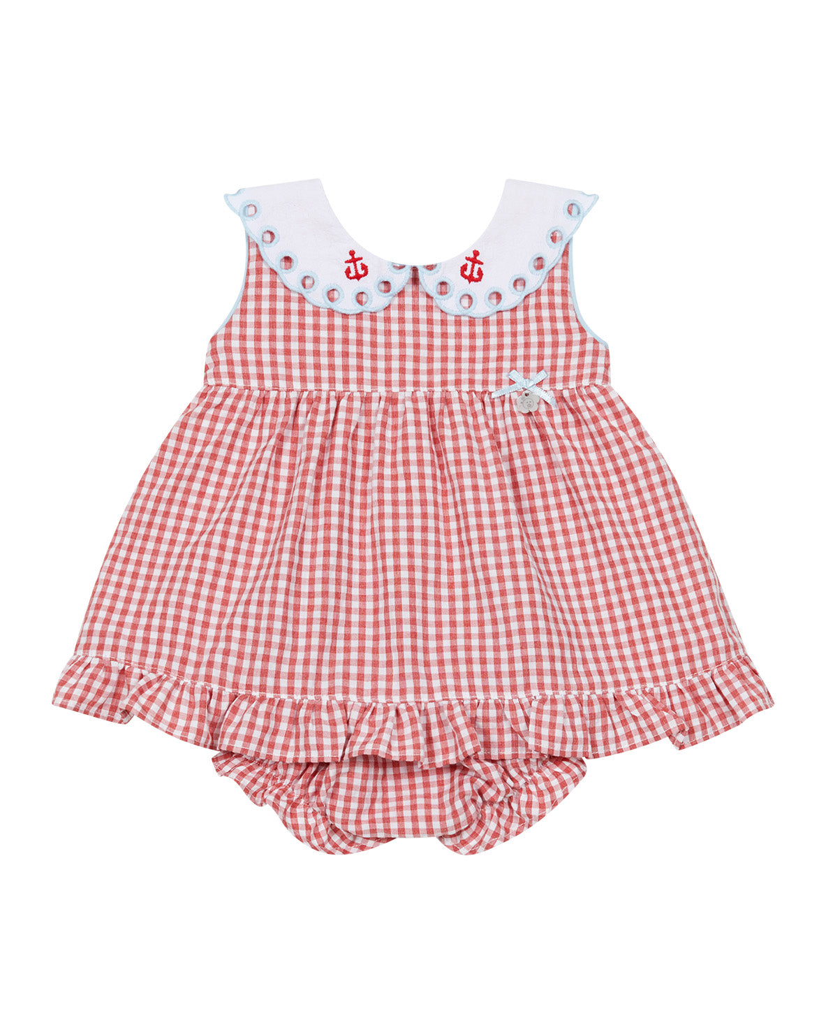 Deolinda Kids Abito + Mutandina Fantasia Quadretti Rossi per Neonate