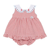 Deolinda Kids Abito + Mutandina Fantasia Quadretti Rossi per Neonate