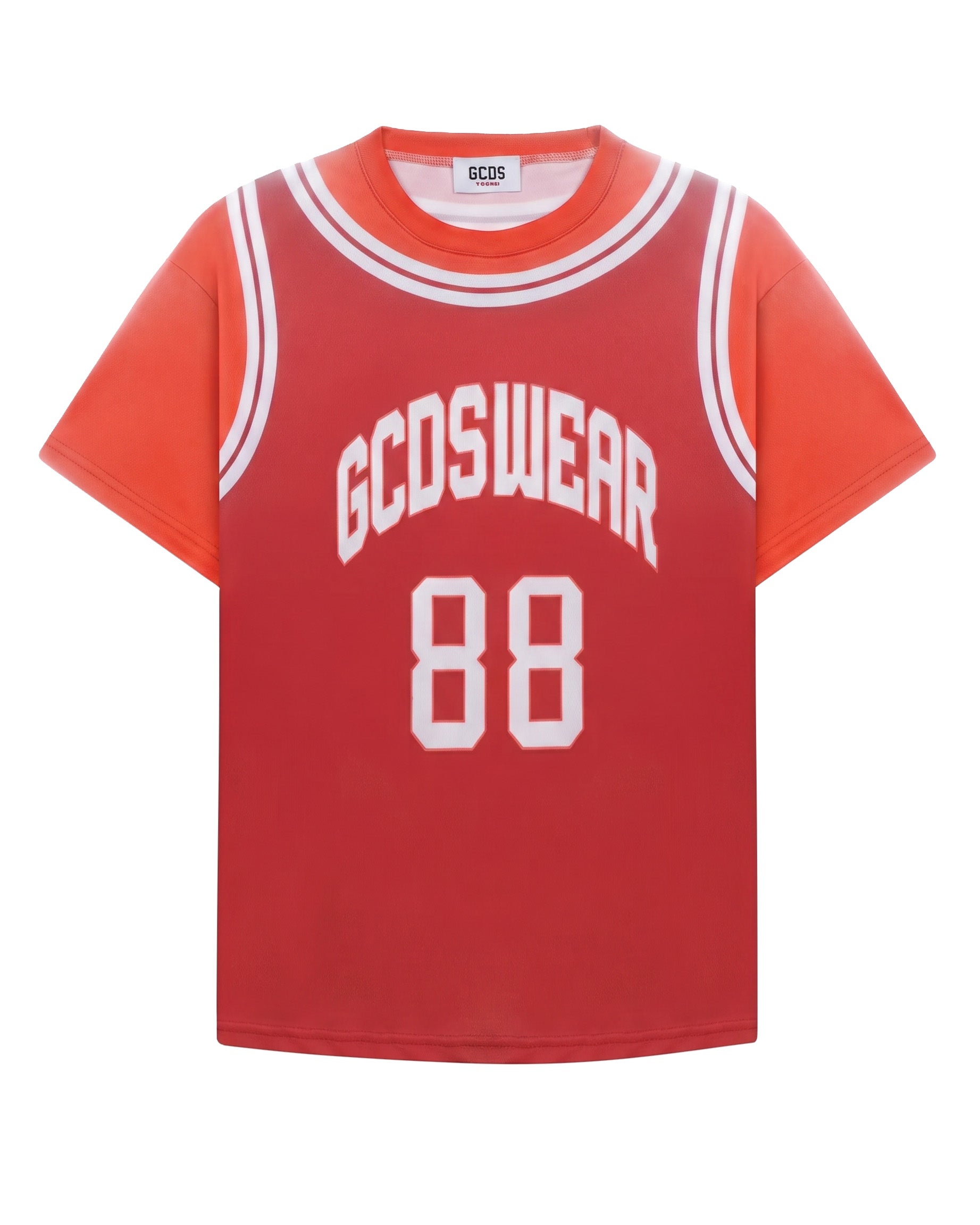Gcds Kids Maxi T-Shirt Rosso e Arancione con Logo per Bambini