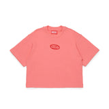 Diesel Kids T-shirt Cropped Corallo con Logo Oval D per Bambine