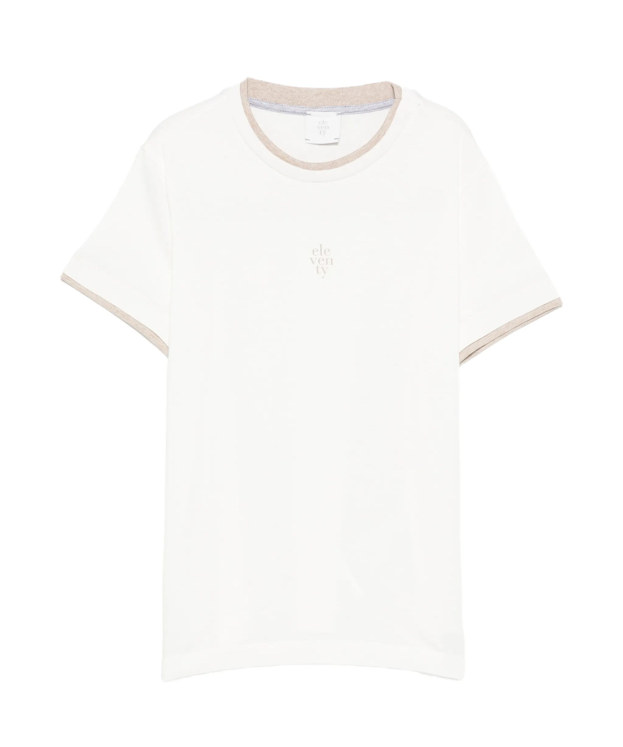 Eleventy Kids T-Shirt Avorio/Beige con Logo per Bambini