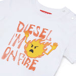 Diesel Kids Completo Bianco e Denim con Stampa per Neonati