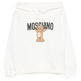 Moschino Kids Felpa con Cappuccio Panna con Logo per Bambini