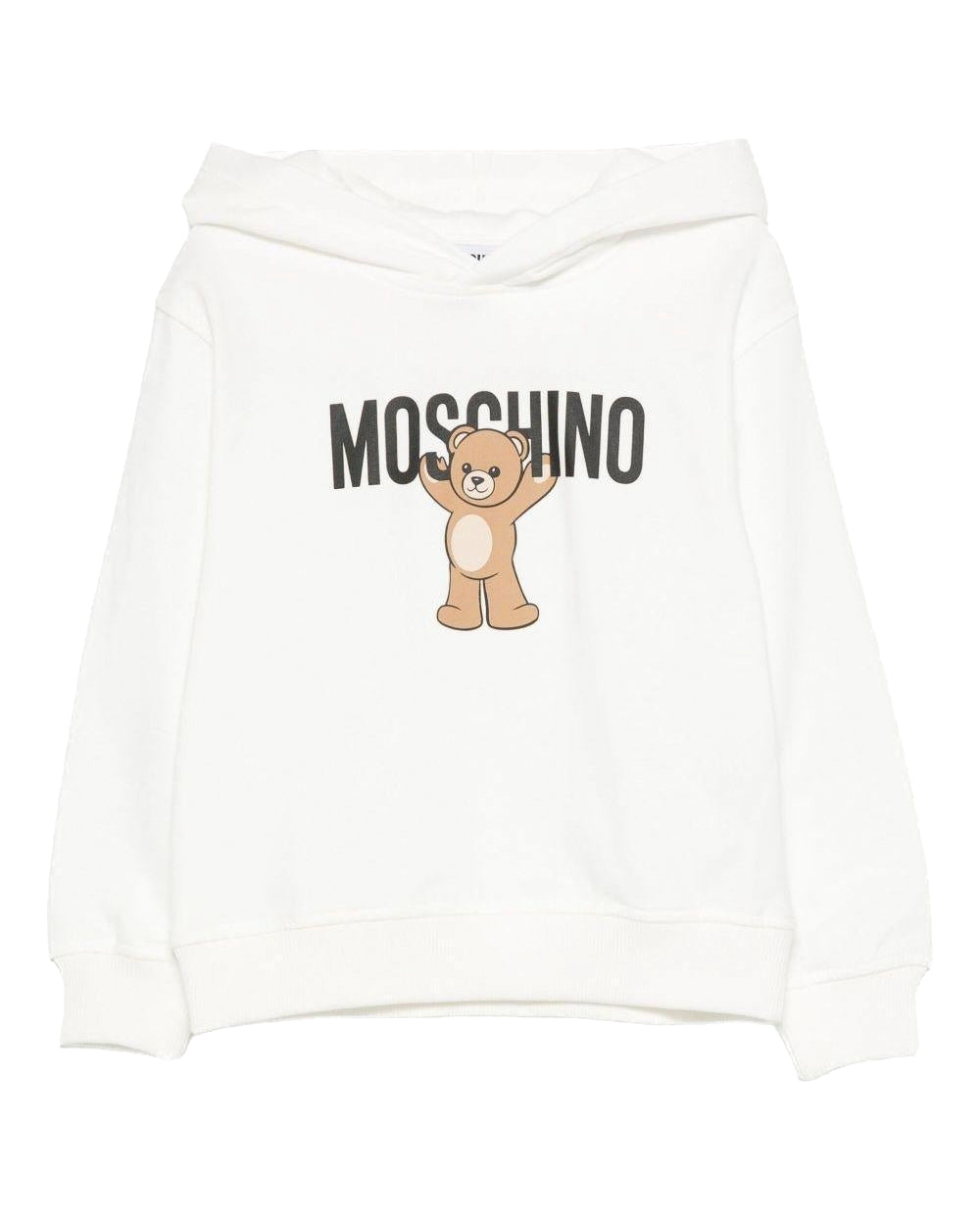 Moschino Kids Felpa con Cappuccio Panna con Logo per Bambini