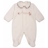 Barcellino Kids Tutina Latte con Ricamo Fiori per Neonate
