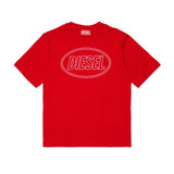Diesel Kids T-shirt Rossa con Stampa Logo Oval Unisex per Bambini