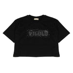 Vicolo Kids T-Shirt Nero con Logo con Applicazioni per Bambine