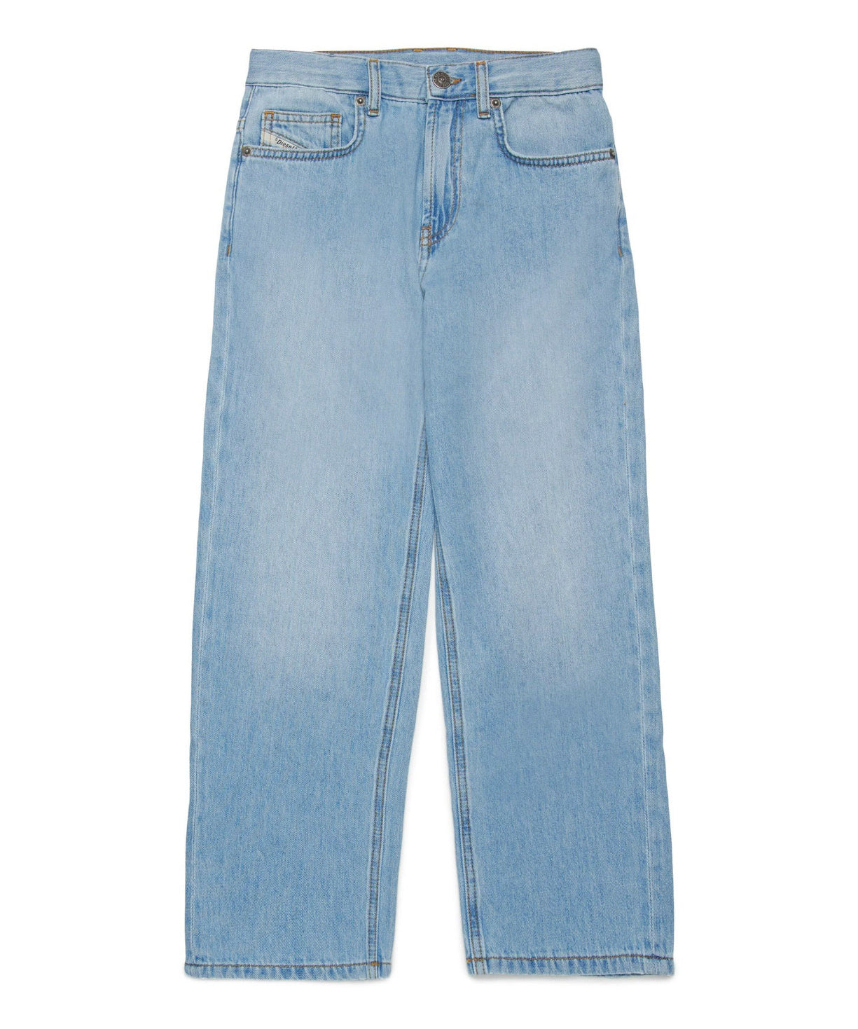 Diesel Kids Pabìntaloni Denim Chiaro Straight con Macro D 2001 per Bambini