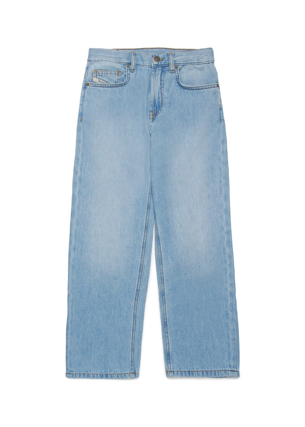 Diesel Kids Pabìntaloni Denim Chiaro Straight con Macro D 2001 per Bambini
