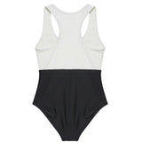 Elisabetta Franchi La Mia Bambina Costume 1pz. Bicolore Avorio/Nero con Logo a Contrasto per Bambine