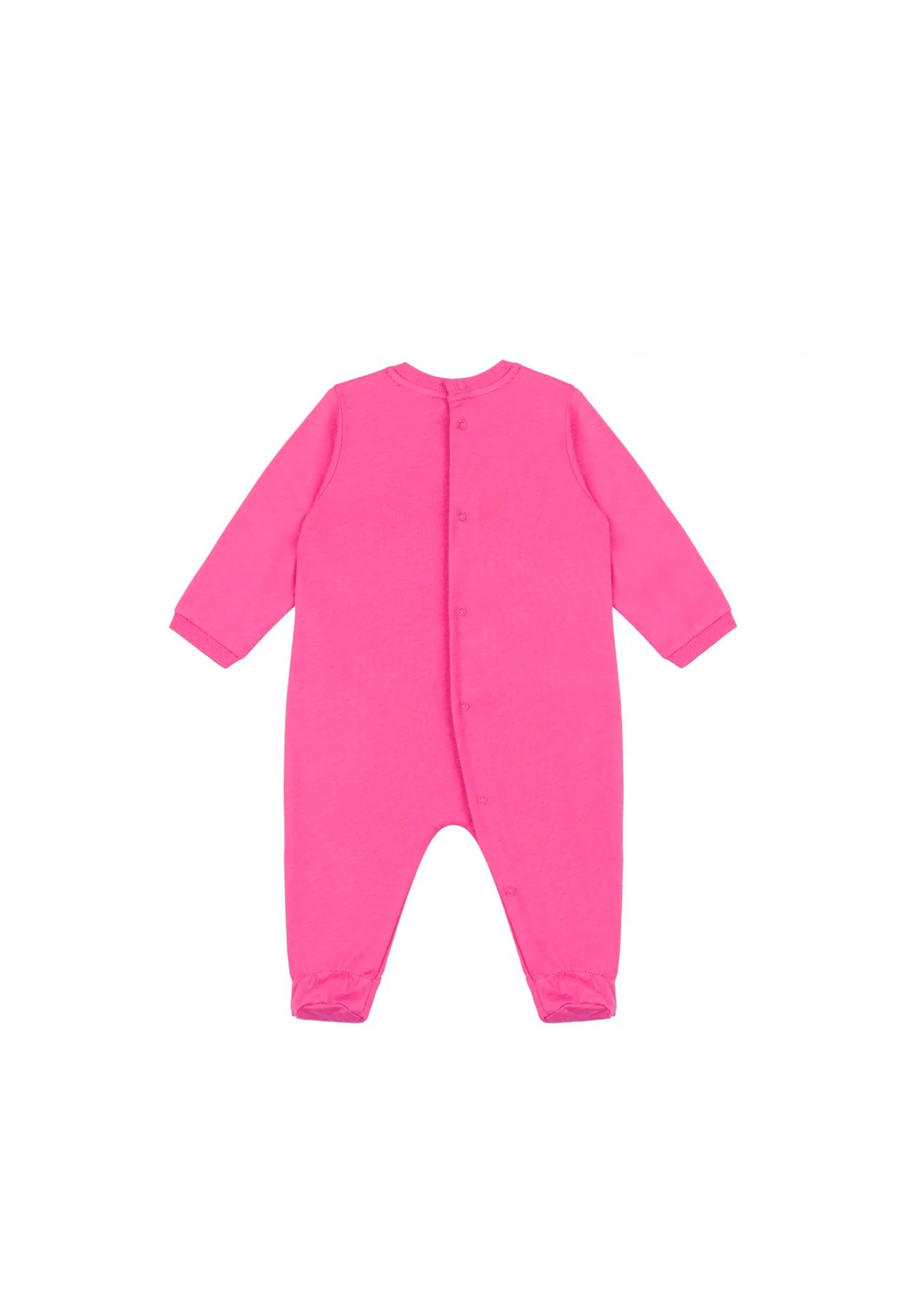 Moschino Kids Tutina Fucsia con Stampa Teddy per Neonate (retro)
